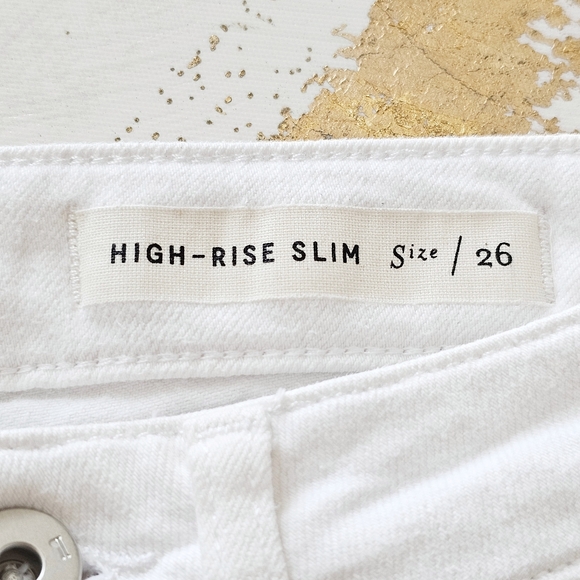 Pilcro & the Letterpress Shorts Anthropologie White Denim High Rise Slim Sz 26 - Picture 11 of 16